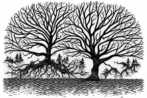 a tree planted by the water that sends out its roots by the stream tattoo idea