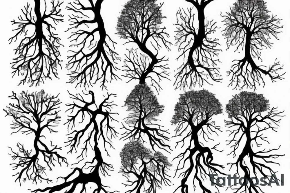 a tree planted by the water that sends out its roots by the stream tattoo idea