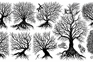 a tree planted by the water that sends out its roots by the stream tattoo idea