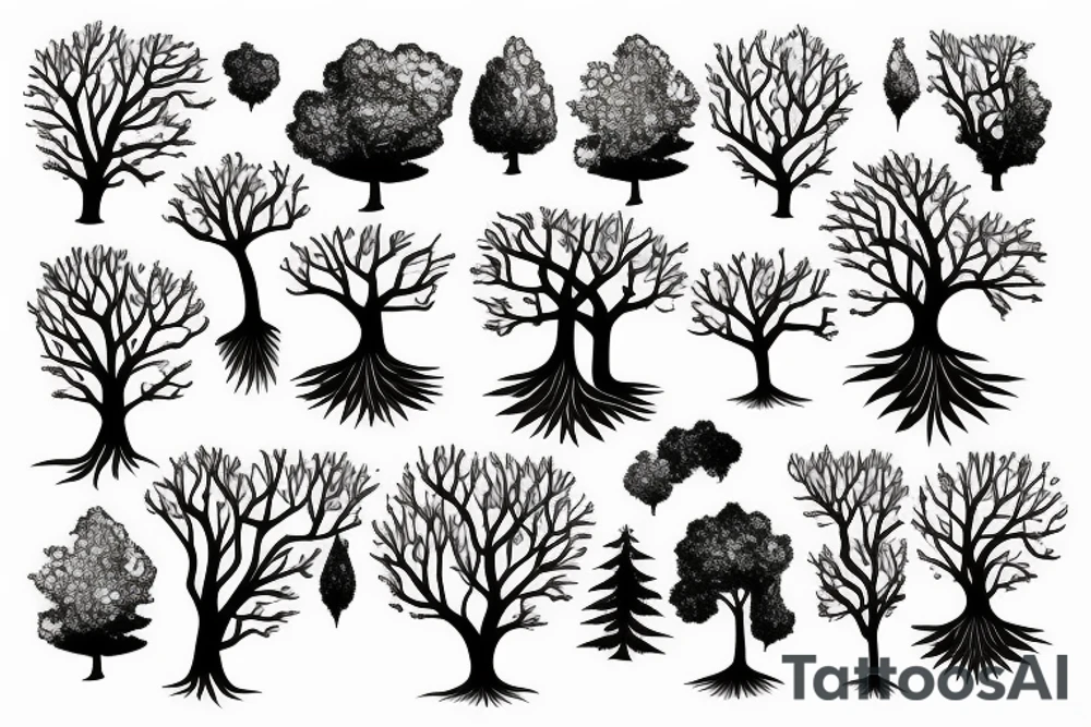 a tree planted by the water that sends out its roots by the stream tattoo idea