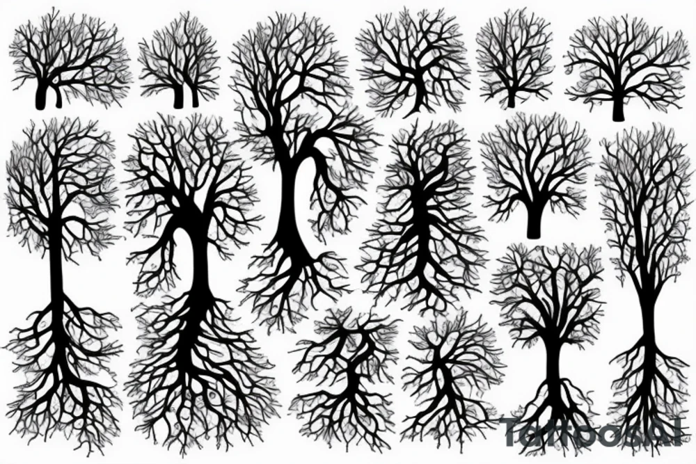 a tree planted by the water that sends out its roots by the stream tattoo idea