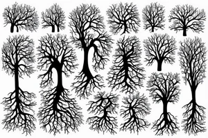 a tree planted by the water that sends out its roots by the stream tattoo idea