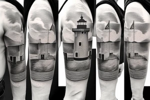 long beach island Barney Light House realistic tattoo idea