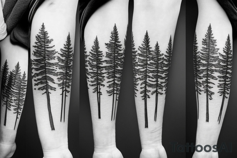 Pine trees mental health forearm tattoo idea
