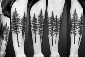 Pine trees mental health forearm tattoo idea