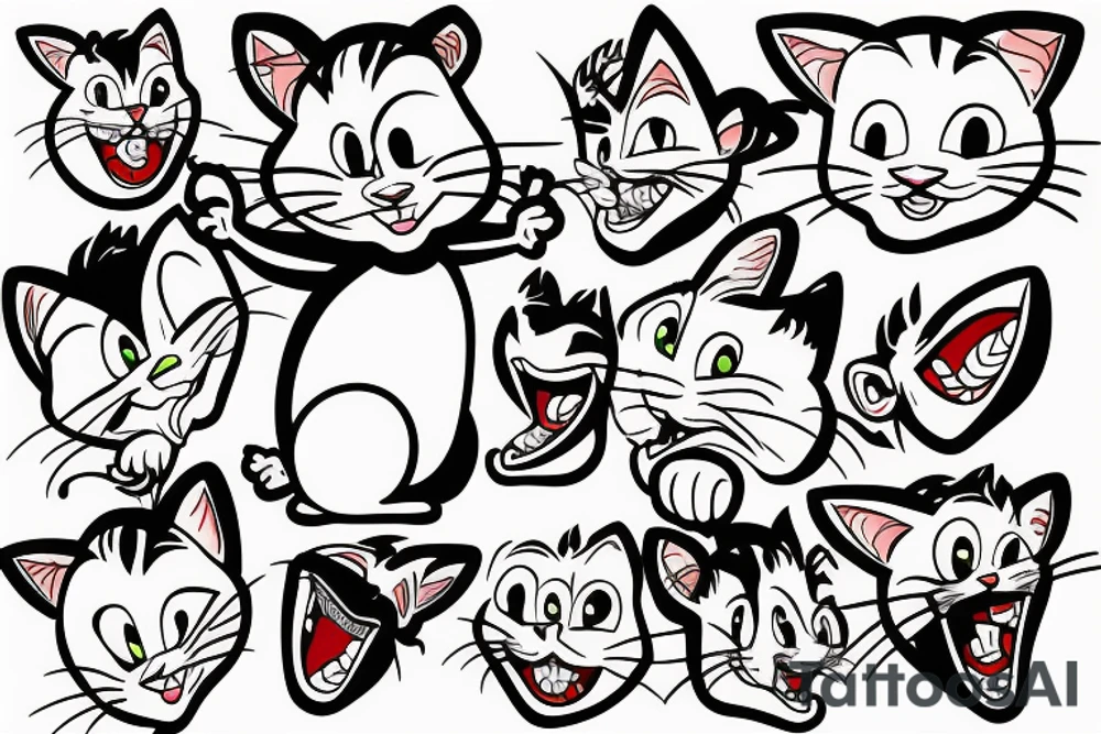 Tom the cat from Tom & jerry.
Smiling like the joker tattoo idea