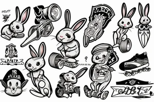 Rabbit skateboarding tattoo idea