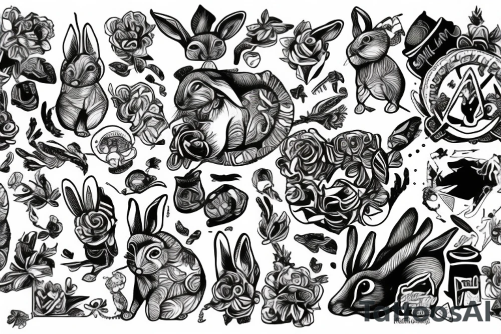 Rabbit skateboarding tattoo idea