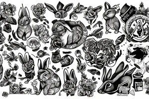 Rabbit skateboarding tattoo idea