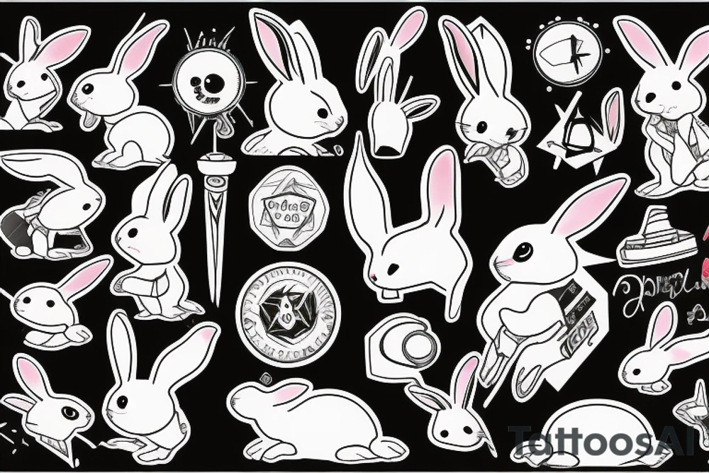 Rabbit skateboarding tattoo idea