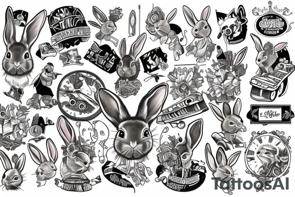 Rabbit skateboarding tattoo idea