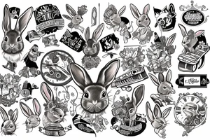 Rabbit skateboarding tattoo idea