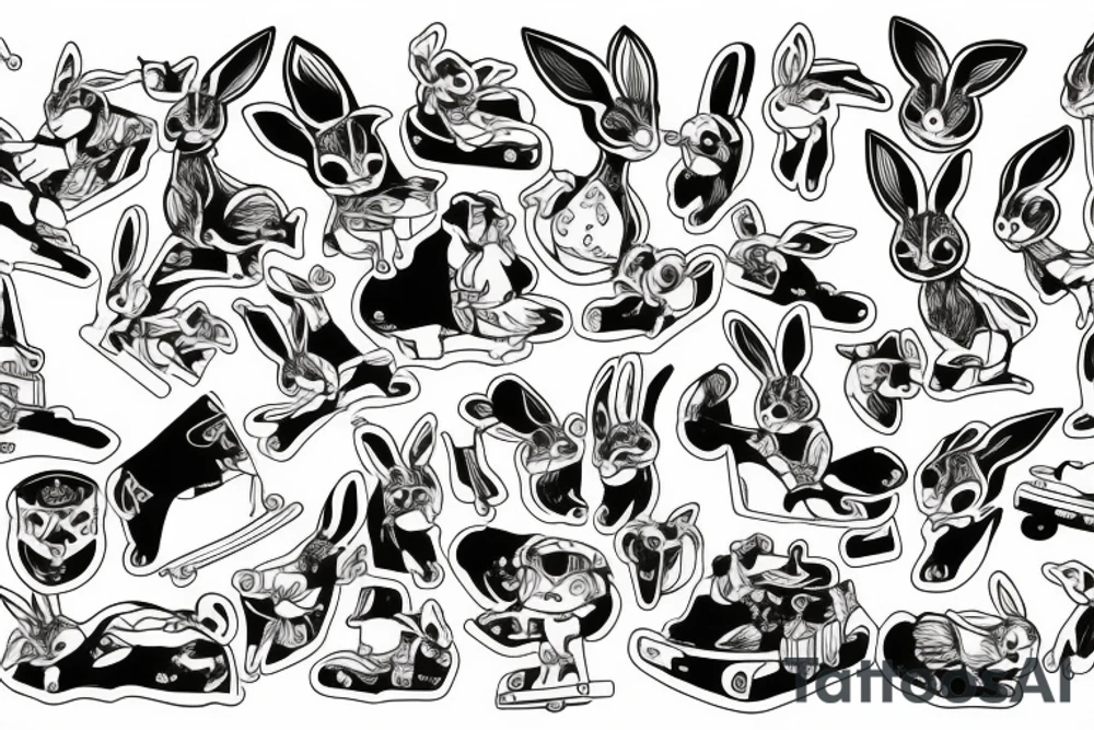 Rabbit skateboarding tattoo idea