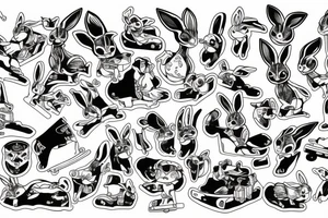 Rabbit skateboarding tattoo idea