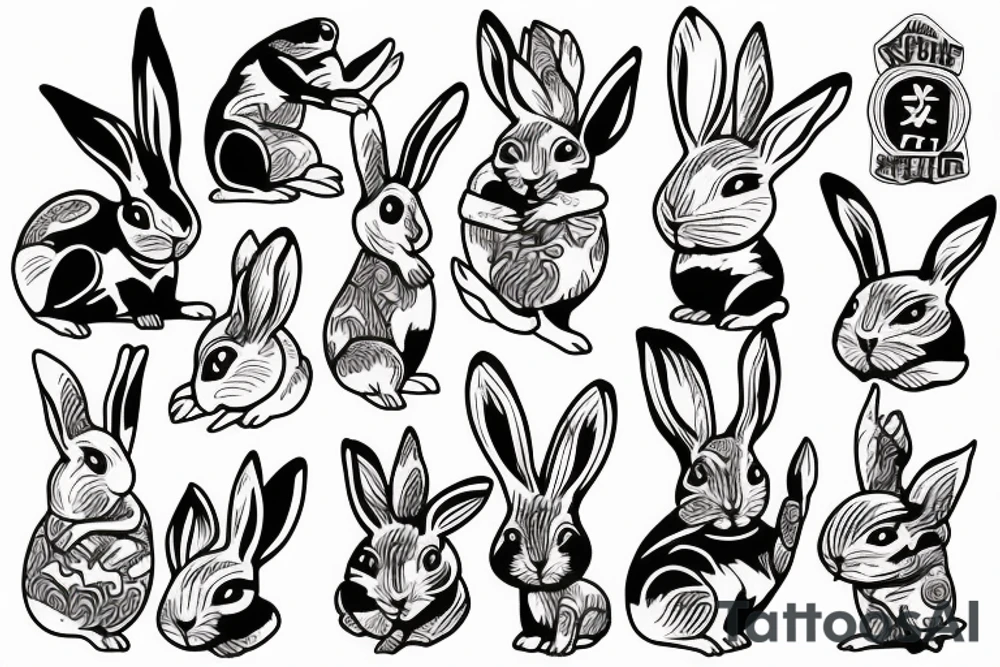 Rabbit skateboarding tattoo idea