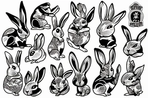Rabbit skateboarding tattoo idea