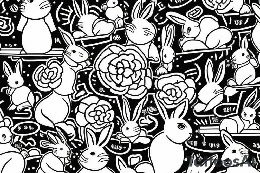 Rabbit skateboarding tattoo idea