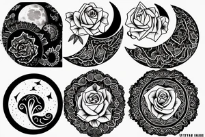 Moon phases rose tattoo idea