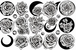 Moon phases rose tattoo idea