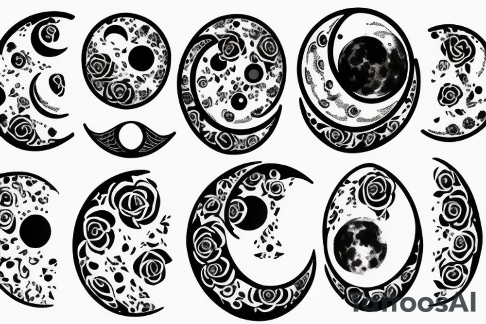 Moon phases rose spine tattoo tattoo idea