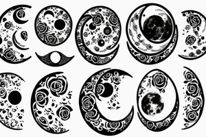 Moon phases rose spine tattoo tattoo idea