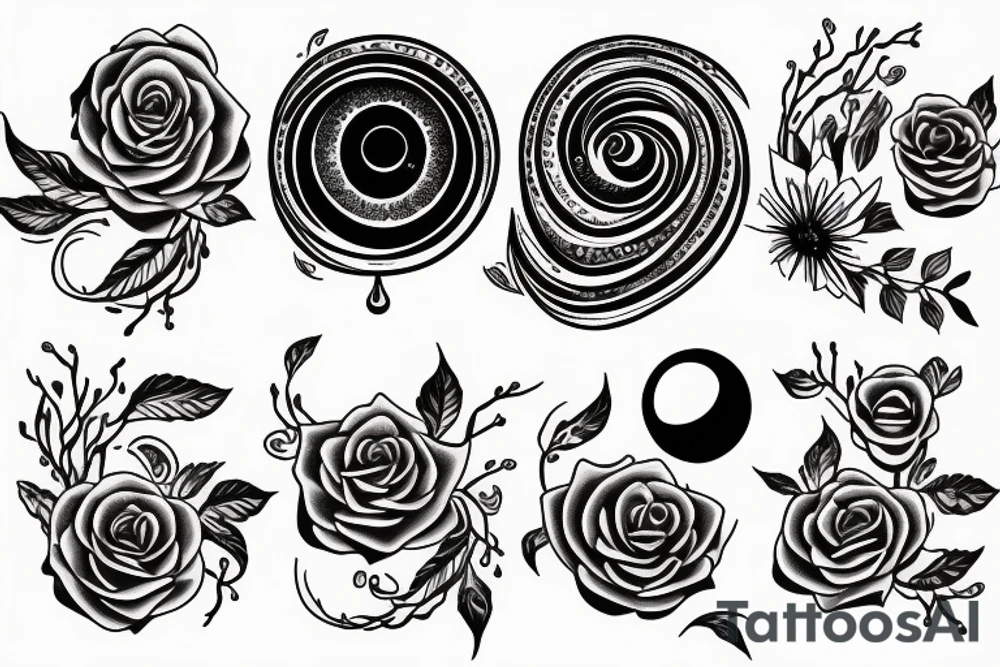 Lunar phases rose spine tattoo tattoo idea