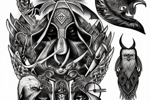odin with mugin and munin behind him tattoo idea