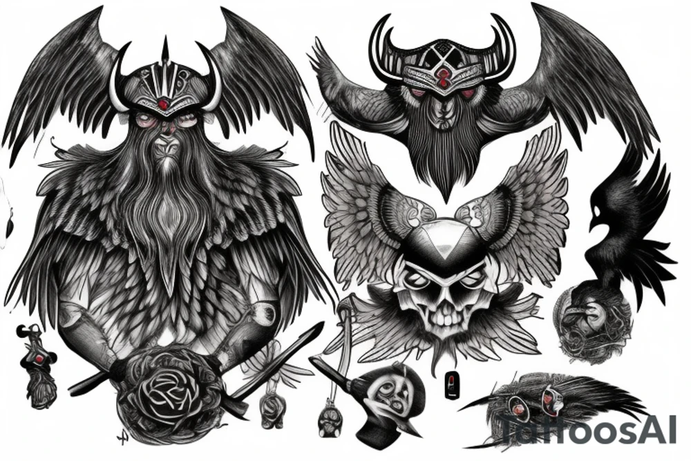 odin with mugin and munin behind him tattoo idea