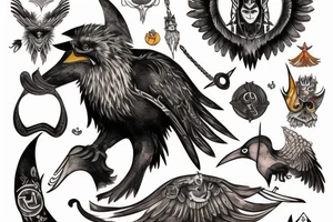 odin with mugin and munin behind him tattoo idea