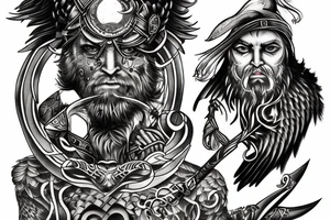 odin with mugin and munin behind him tattoo idea