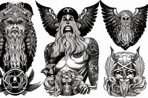 odin with mugin and munin behind him tattoo idea