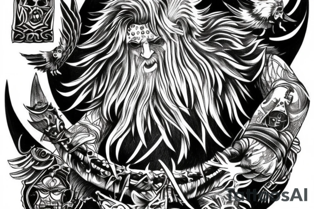 odin with mugin and munin behind him tattoo idea