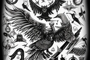 odin with mugin and munin behind him tattoo idea