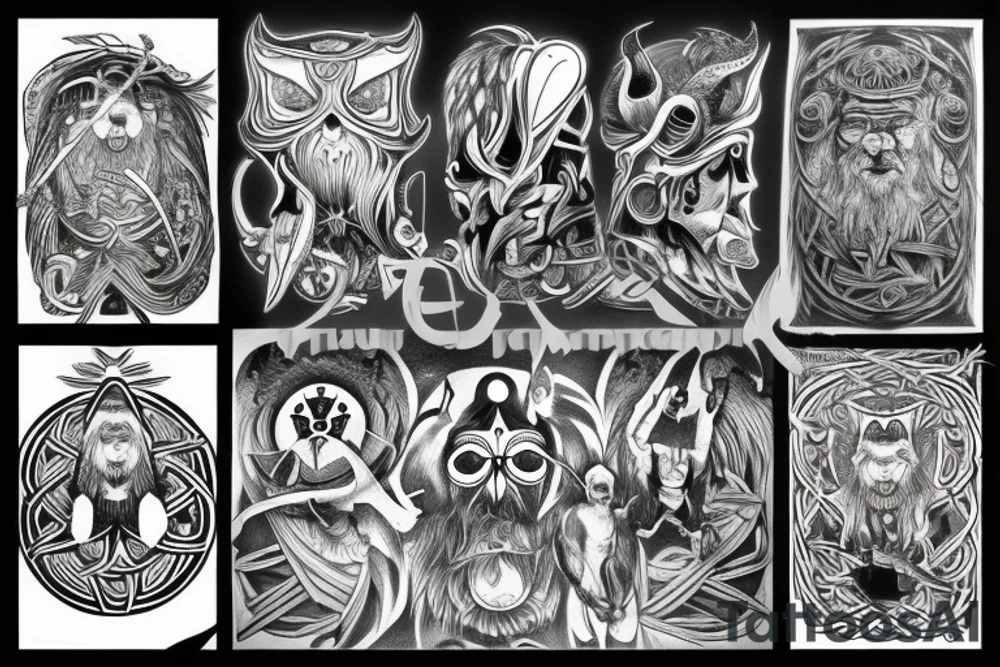 odin with mugin and munin behind him tattoo idea