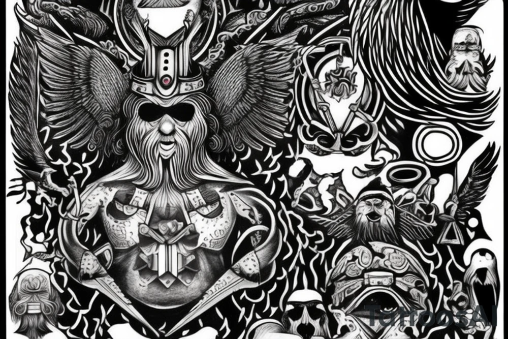 odin with mugin and munin behind him tattoo idea