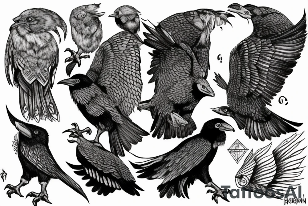 norse pegan Huginn and Muninn tattoo idea