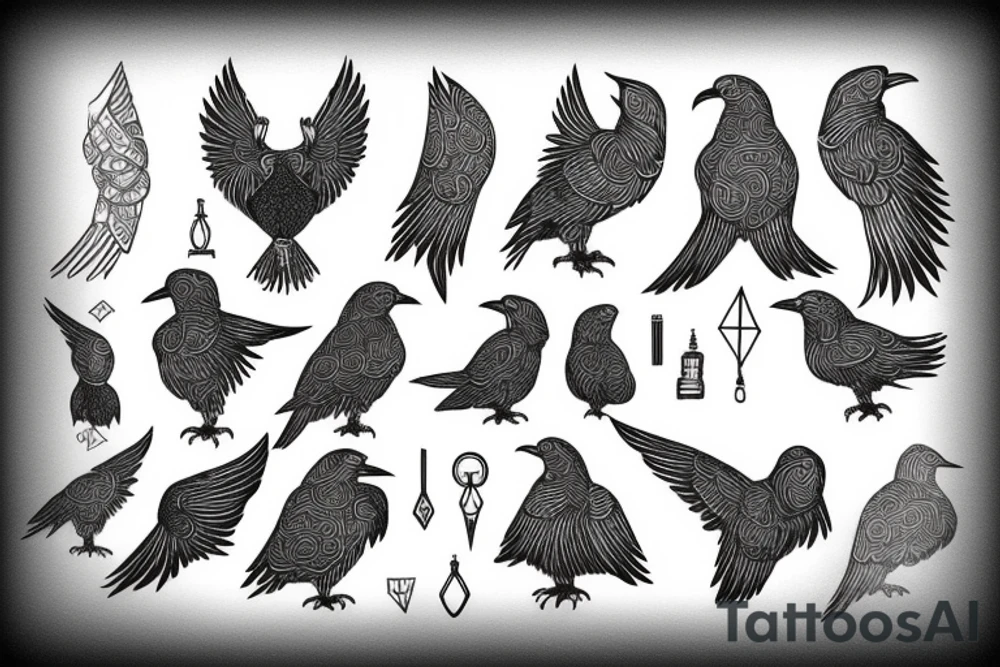 norse pegan Huginn and Muninn tattoo idea