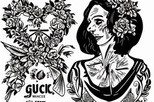 The word „glückwärts“ is a German Word and describes happiness. It reminds me at my mother. She died. Add also the death date 28.11.2022 tattoo idea