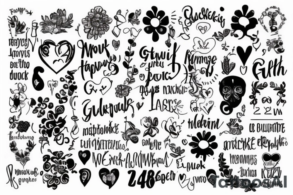 The word „glückwärts“ is a German Word and describes happiness. It reminds me at my mother. She died. Add also the death date 28.11.2022 tattoo idea