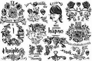 The word „glückwärts“ is a German Word and describes happiness. It reminds me at my mother. She died. Add also the death date 28.11.2022 tattoo idea