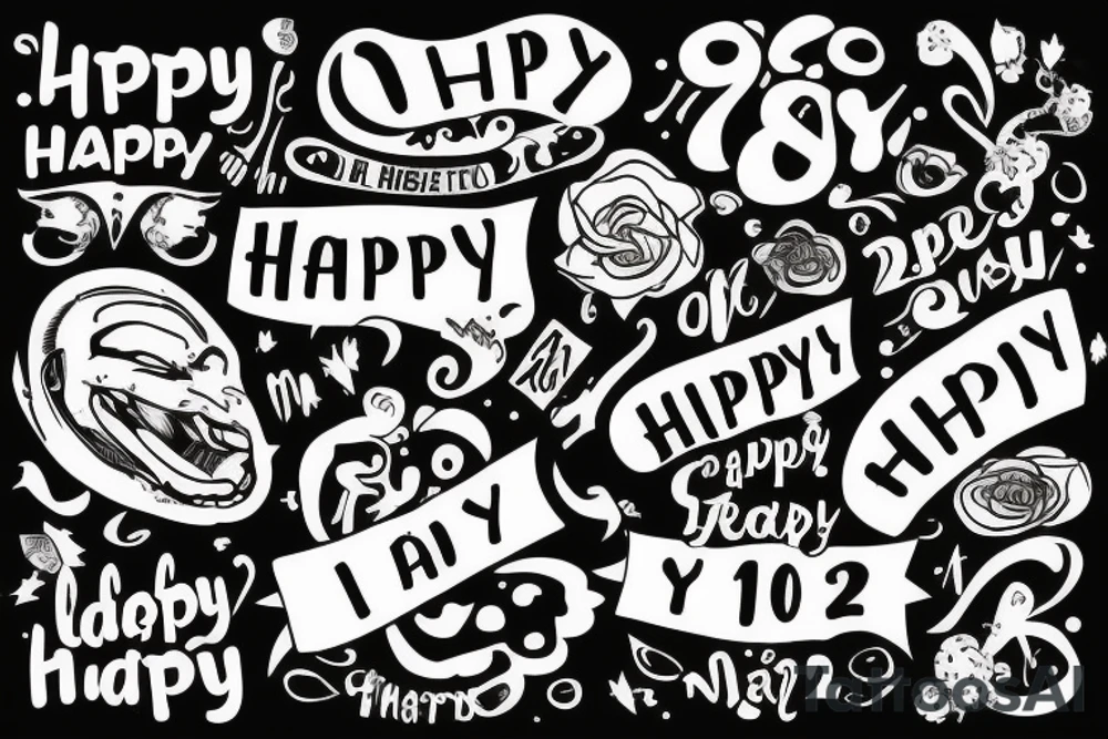 Only the word happy, add the date 28.11.2022 tattoo idea