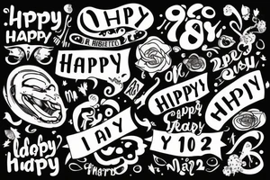Only the word happy, add the date 28.11.2022 tattoo idea