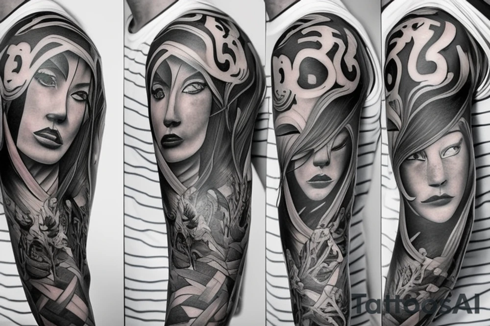 Sleeve tattoo. beatiful warriors tattoo idea