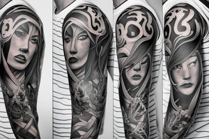 Sleeve tattoo. beatiful warriors tattoo idea