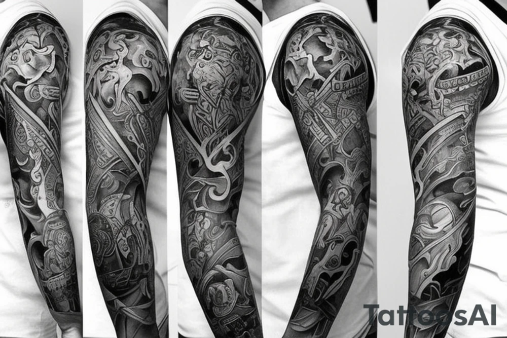 Sleeve tattoo. beatiful warriors tattoo idea