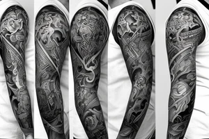 Sleeve tattoo. beatiful warriors tattoo idea