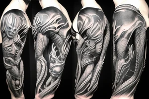Sleeve tattoo. xenomorph and predator tattoo idea