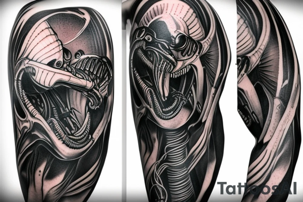 Sleeve tattoo. xenomorph and predator tattoo idea
