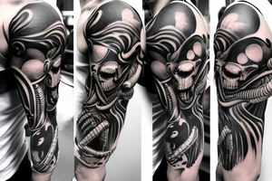 Sleeve tattoo. xenomorph and predator tattoo idea