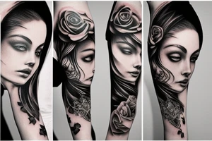 Sleeve tattoo. Beatiful face tattoo idea